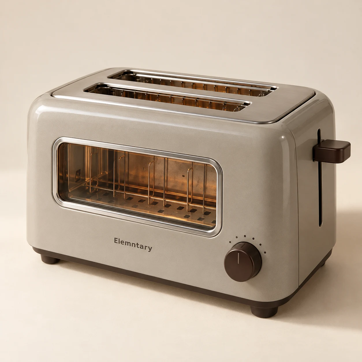 Tsuki Window Toaster in Warm Silver
